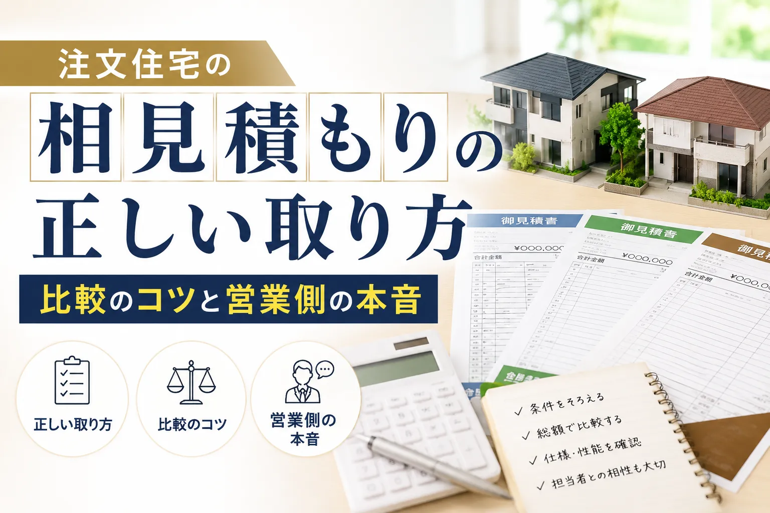 注文住宅の相見積もりの正しい取り方|比較のコツと営業側の本音