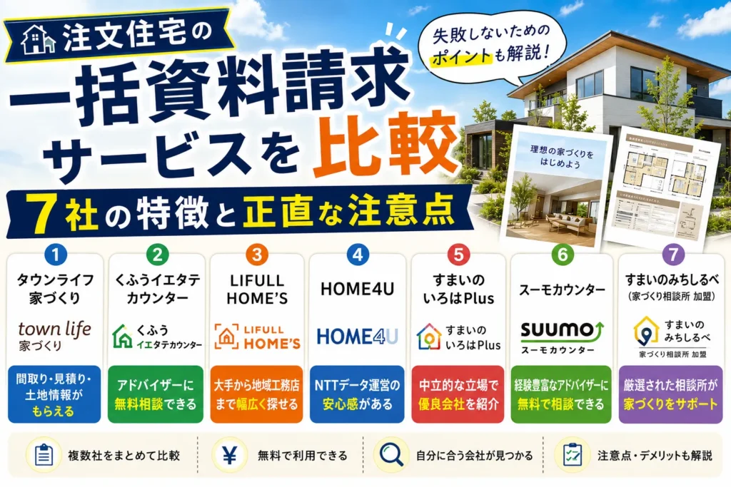 注文住宅の一括資料請求サービスを比較｜7社の特徴と正直な注意点