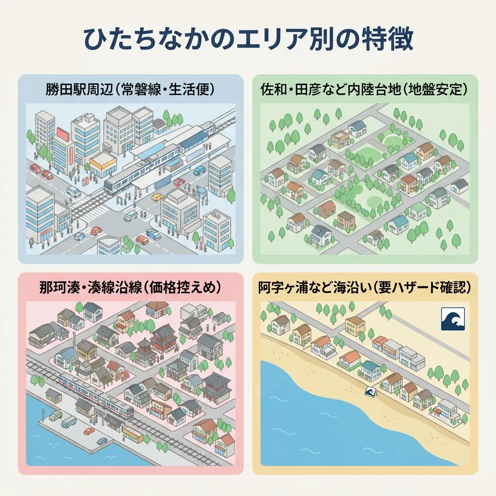 ひたちなかのエリア別の説明